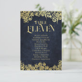 Luxe marine blauw en goud bloeien winter bruiloft kaart (Staand voorkant)