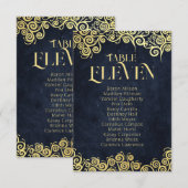 Luxe marine blauw en goud bloeien winter bruiloft kaart (Voorkant / Achterkant)