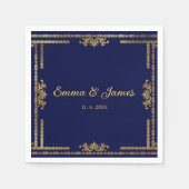 Luxe Marine Blauw en Goud Trouwservet Servet (Voorkant)