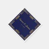 Luxe Marine Blauw en Goud Trouwservet Servet (Hoek)