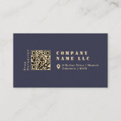 Luxe Marine Blauw & Goud Glanzende Stoute Typograf Visitekaartje (Achterkant)