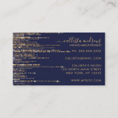 Luxe Marine Blauw Goud Glitter Fringe Gordijn Visitekaartje (Achterkant)