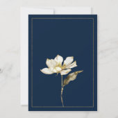 Luxe marine blauw goud wit glitter bloem bruiloft kaart (Achterkant)