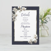 Luxe marine blauw goud wit orchidee Details Progra Kaart (Staand voorkant)