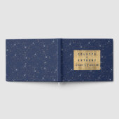 Luxe marine blauw sparkle goud glitter patroon gastenboek (Volledig)