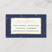Luxe marine blauw sparkle goud glitter patroon klantenkaartje (Achterkant)