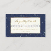 Luxe marine blauw sparkle goud glitter patroon klantenkaartje (Voorkant)