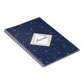 Luxe marine blauw sparkle goud glitter patroon notitieboek (Rechterzijde)