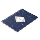 Luxe marine blauw sparkle goud glitter patroon notitieboek (Linkerzijde)