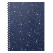 Luxe marine blauw sparkle goud glitter patroon notitieboek (Voorkant)