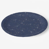 Luxe marine blauw sparkle goud glitter patroon papieren bordje (Gekanteld)