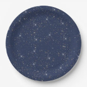 Luxe marine blauw sparkle goud glitter patroon papieren bordje (Voorkant)
