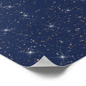 Luxe marine blauw sparkle goud glitter patroon poster (Hoek)