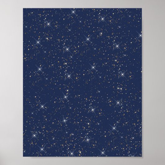Luxe marine blauw sparkle goud glitter patroon poster (Voorkant)