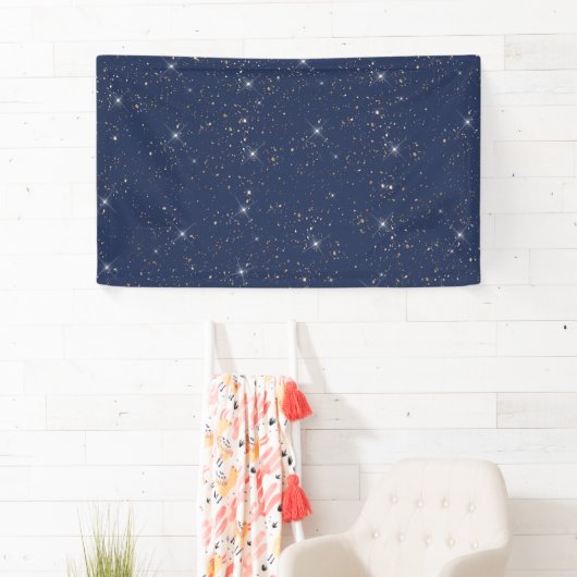Luxe marine blauw sparkle goud glitter patroon spandoek (Insitu)