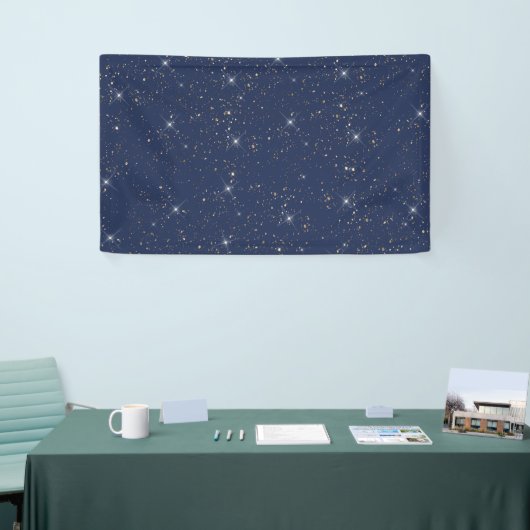 Luxe marine blauw sparkle goud glitter patroon spandoek (Beurs)