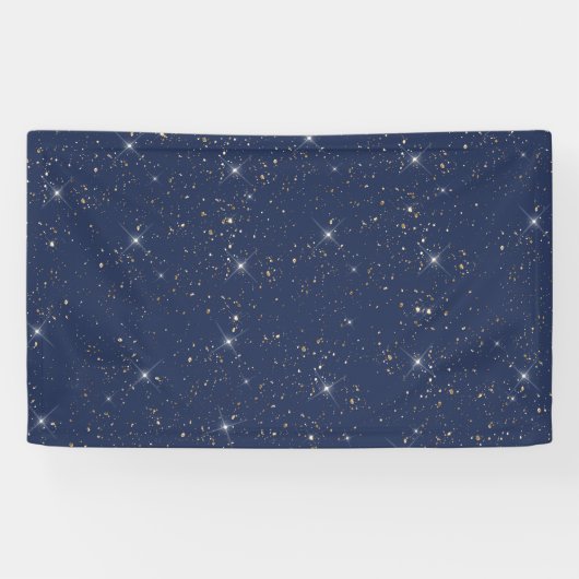 Luxe marine blauw sparkle goud glitter patroon spandoek (Horizontaal)