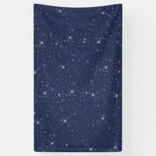Luxe marine blauw sparkle goud glitter patroon spandoek (Verticaal)