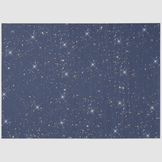 Luxe marine blauw sparkle goud glitter patroon tissuepapier (Voorkant)