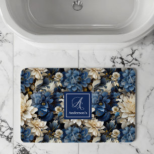 Luxe marine bloemen aangepaste naam bloemenvloerkl badmat