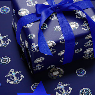 Luxe marine en Pearl White Nautical ThMED Cadeaupapier