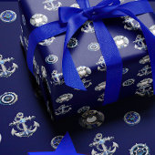 Luxe marine en Pearl White Nautical ThMED Cadeaupapier