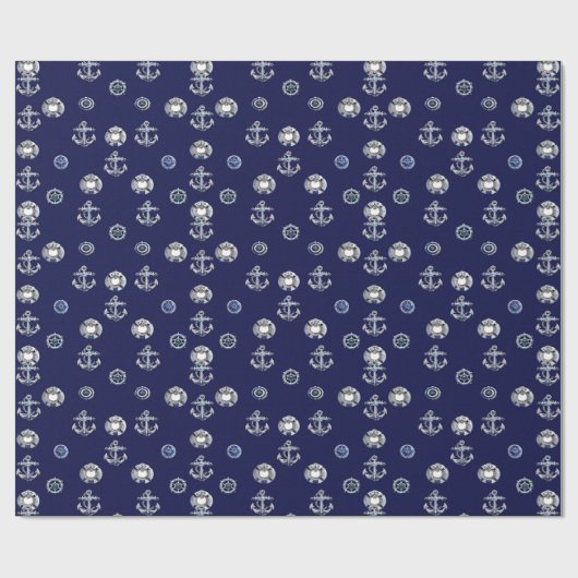 Luxe marine en Pearl White Nautical ThMED Cadeaupapier (Vlak)