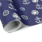 Luxe marine en Pearl White Nautical ThMED Cadeaupapier (Rol Hoek)