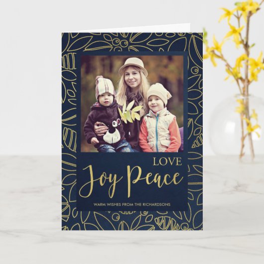 LUXE MARINE GOUD HOLLY BESSEN LIEFDE VREUGDE VREDE KAART (Gele Bloem)