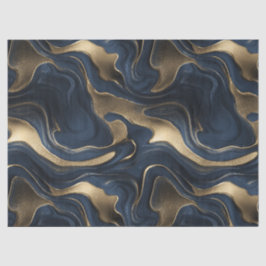 Luxe marine gouden vloeiende abstracte patroon tissuepapier
