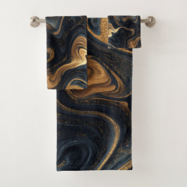 Luxe marine gouden vloeiende beweging abstract pat bad handdoek