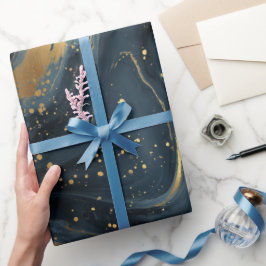 Luxe marine gouden vloeiende beweging abstract pat cadeaupapier