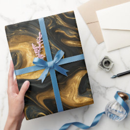 Luxe marine gouden vloeiende beweging abstract pat cadeaupapier