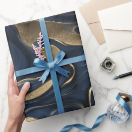 Luxe marine gouden vloeiende beweging abstract pat cadeaupapier