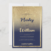 Luxe marineblauw goud ombre glitter Bruiloft Kaart (Voorkant)