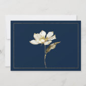 Luxe marineblauw goud witte glitterbloem RSVP Kaart (Achterkant)