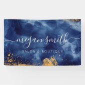 Luxe marineblauw goudWaterverf winkelwinkel Spandoek (Horizontaal)