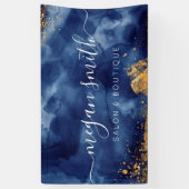 Luxe marineblauw goudWaterverf winkelwinkel Spandoek (Verticaal)