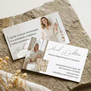 Luxe Marketing Consultant Elegante QR-code Foto Visitekaartje