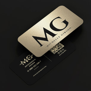 Luxe Marketing Monogram Beginletters Zwart Nepgoud Visitekaartje