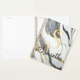 Luxe Marmer Aangepast Goud Grijs & Wit Planner