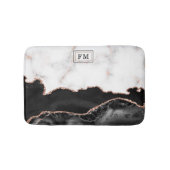 Luxe marmer Black Agate Gold Glitter Monogram Badmat (Voorkant)