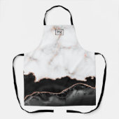 Luxe marmer Black Agate Gold Glitter Monogram Schort (Voorkant)