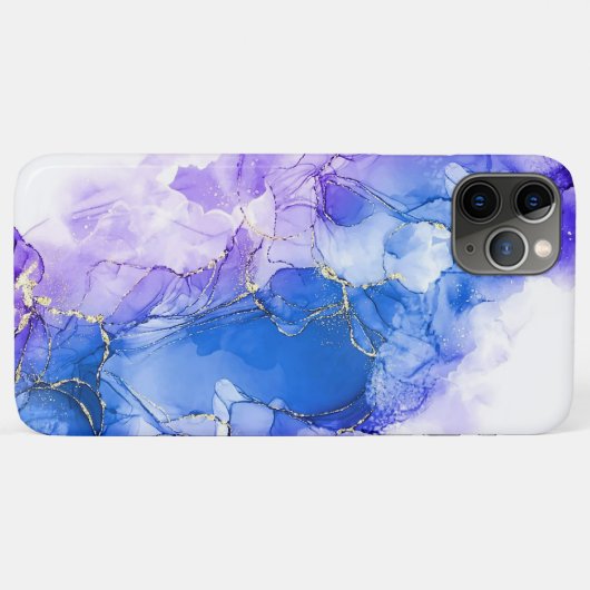 Luxe marmer blauw zilveren glitter Case-Mate iPhone case (Achterkant (horizontaal))