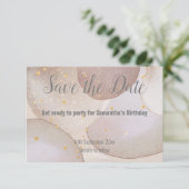 LUXE MARMER BUBBEL GOUD SAVE THE DATE RSVP KAART (Staand voorkant)