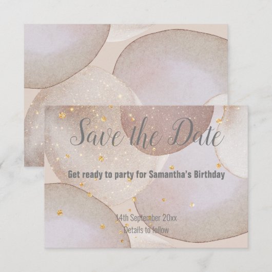 LUXE MARMER BUBBEL GOUD SAVE THE DATE RSVP KAART (Voorkant / Achterkant)