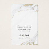 Luxe marmer faux goud, aangepast logo-oorscherm visitekaartje (Achterkant)