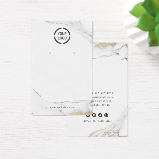 Luxe marmer faux goud, aangepast logo-oorscherm visitekaartje (Bureau)