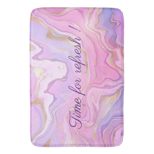 Luxe marmer Glitter Pink Paars Gold Bath Mat (Voorkant Verticaal)