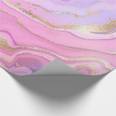 Luxe marmer Glitter Pink Paars Gold Cadeaupapier (Hoek)